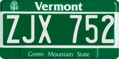 VT license plate ZJX752