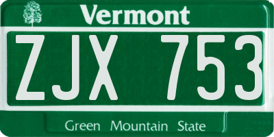 VT license plate ZJX753