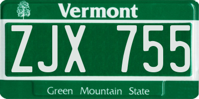VT license plate ZJX755