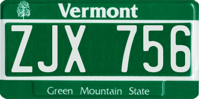 VT license plate ZJX756