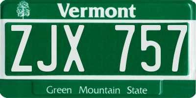 VT license plate ZJX757