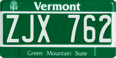 VT license plate ZJX762