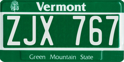 VT license plate ZJX767