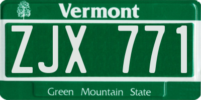 VT license plate ZJX771