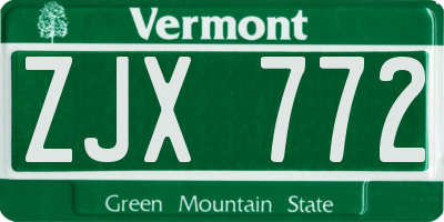 VT license plate ZJX772