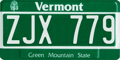 VT license plate ZJX779