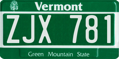 VT license plate ZJX781
