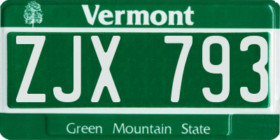 VT license plate ZJX793