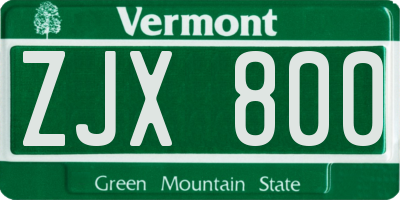 VT license plate ZJX800