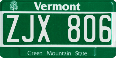 VT license plate ZJX806