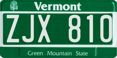 VT license plate ZJX810