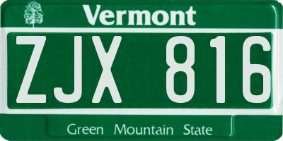 VT license plate ZJX816