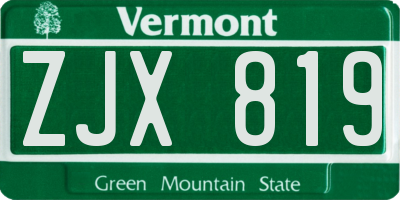 VT license plate ZJX819