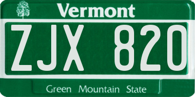 VT license plate ZJX820