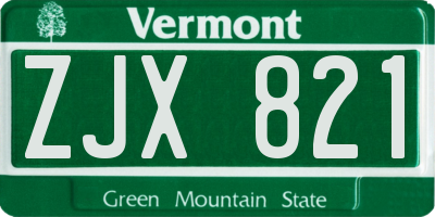 VT license plate ZJX821