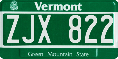 VT license plate ZJX822