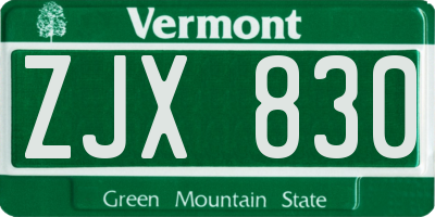 VT license plate ZJX830
