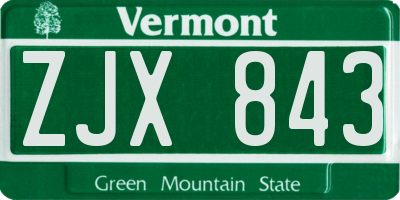 VT license plate ZJX843