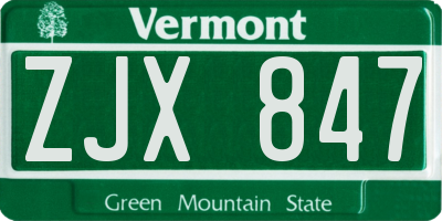VT license plate ZJX847