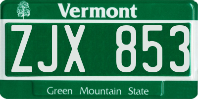 VT license plate ZJX853