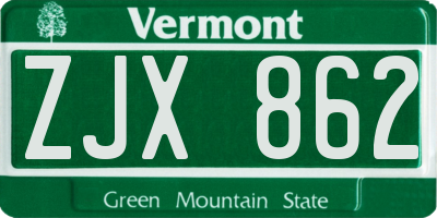 VT license plate ZJX862