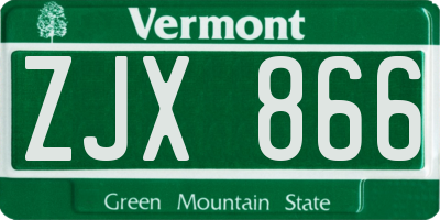 VT license plate ZJX866
