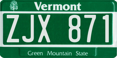 VT license plate ZJX871