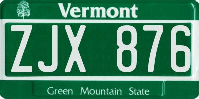 VT license plate ZJX876