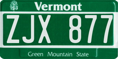VT license plate ZJX877