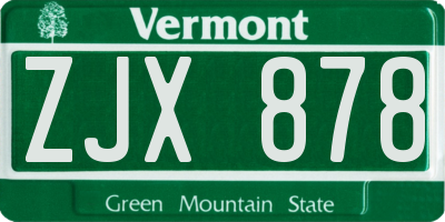 VT license plate ZJX878