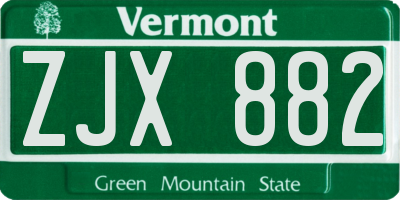 VT license plate ZJX882