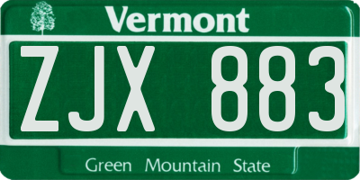 VT license plate ZJX883