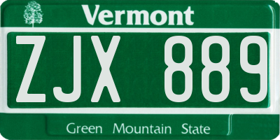 VT license plate ZJX889