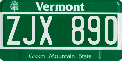 VT license plate ZJX890