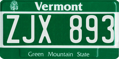 VT license plate ZJX893