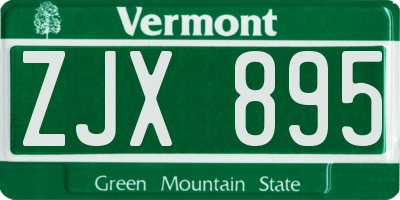 VT license plate ZJX895