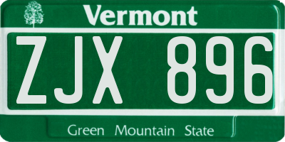 VT license plate ZJX896