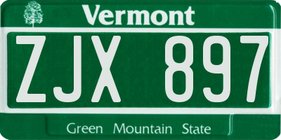 VT license plate ZJX897