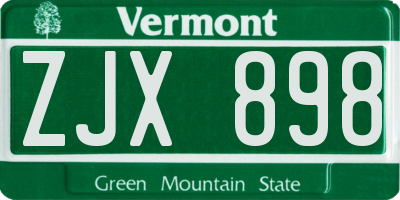 VT license plate ZJX898