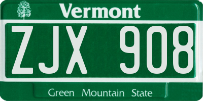 VT license plate ZJX908