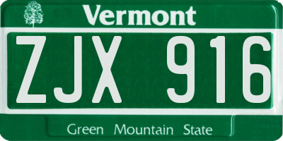 VT license plate ZJX916