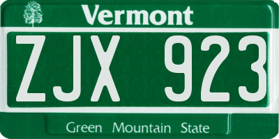 VT license plate ZJX923