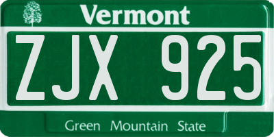 VT license plate ZJX925