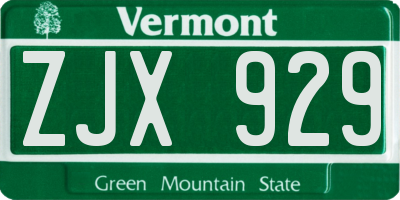 VT license plate ZJX929
