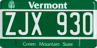 VT license plate ZJX930