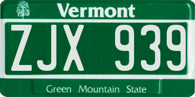 VT license plate ZJX939