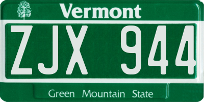 VT license plate ZJX944