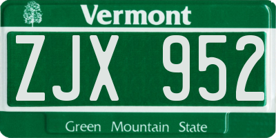 VT license plate ZJX952