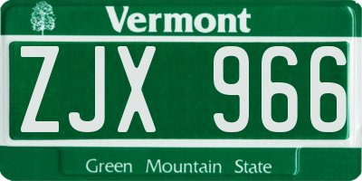 VT license plate ZJX966