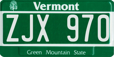 VT license plate ZJX970